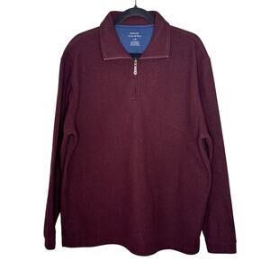 Haggar Cool 18 Pro Burgundy Red 1/4 Zip Sweater Long Sleeve Outdoors Winter L
